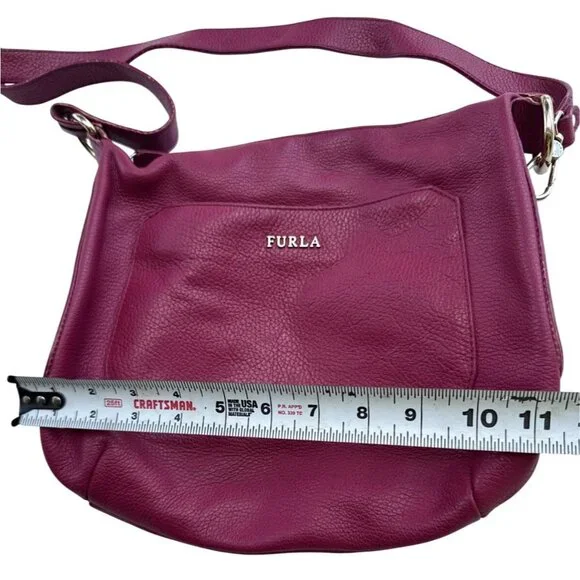 Furla Magenta Pebbled Leather Shoulder Bag - Picture 9 of 11
